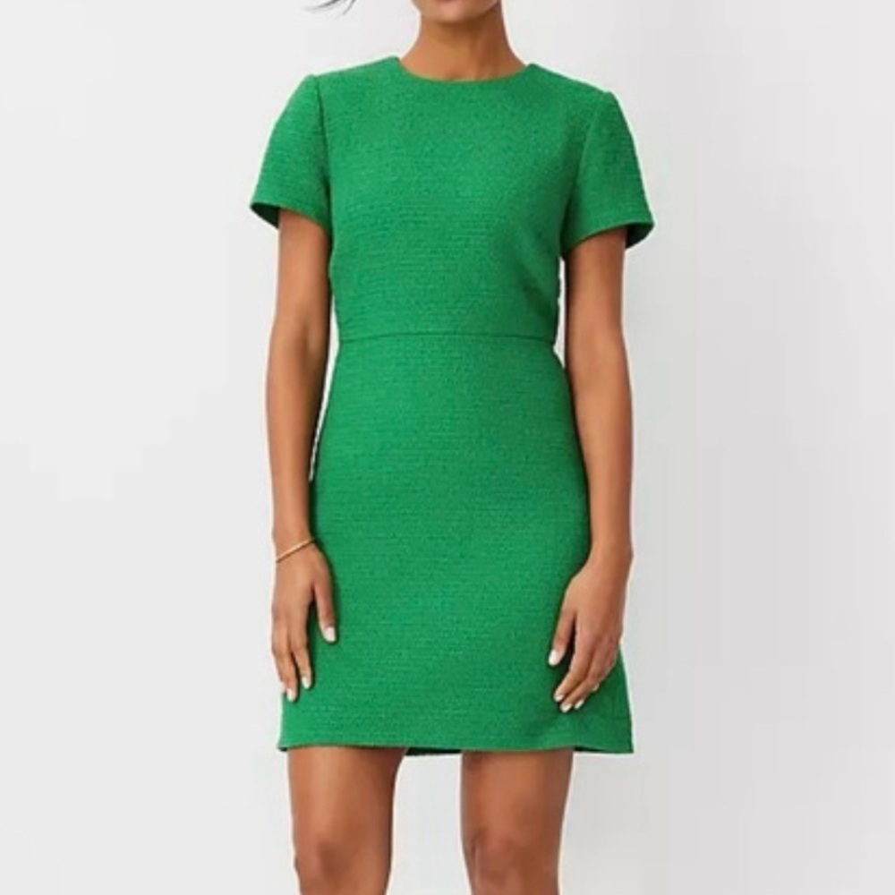 Ann Taylor Tweed Green Mini Dress